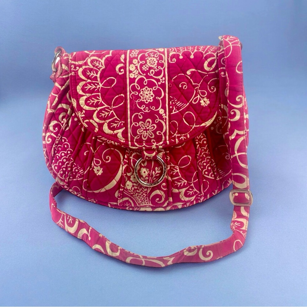 Vera Bradley Large Saddle Up Pink Twirly Hipster Crossbody Shoulder Bag